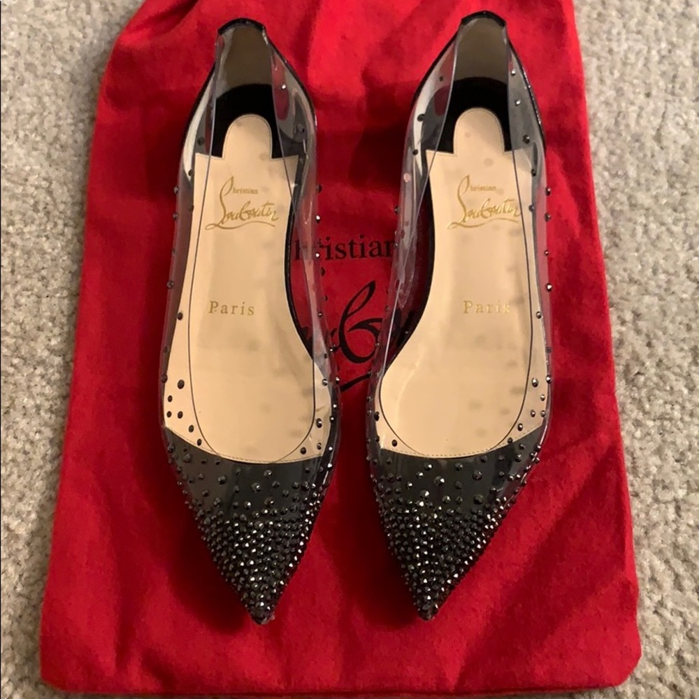 Christian Louboutin Black and Silver Flats for Sophisticated Style